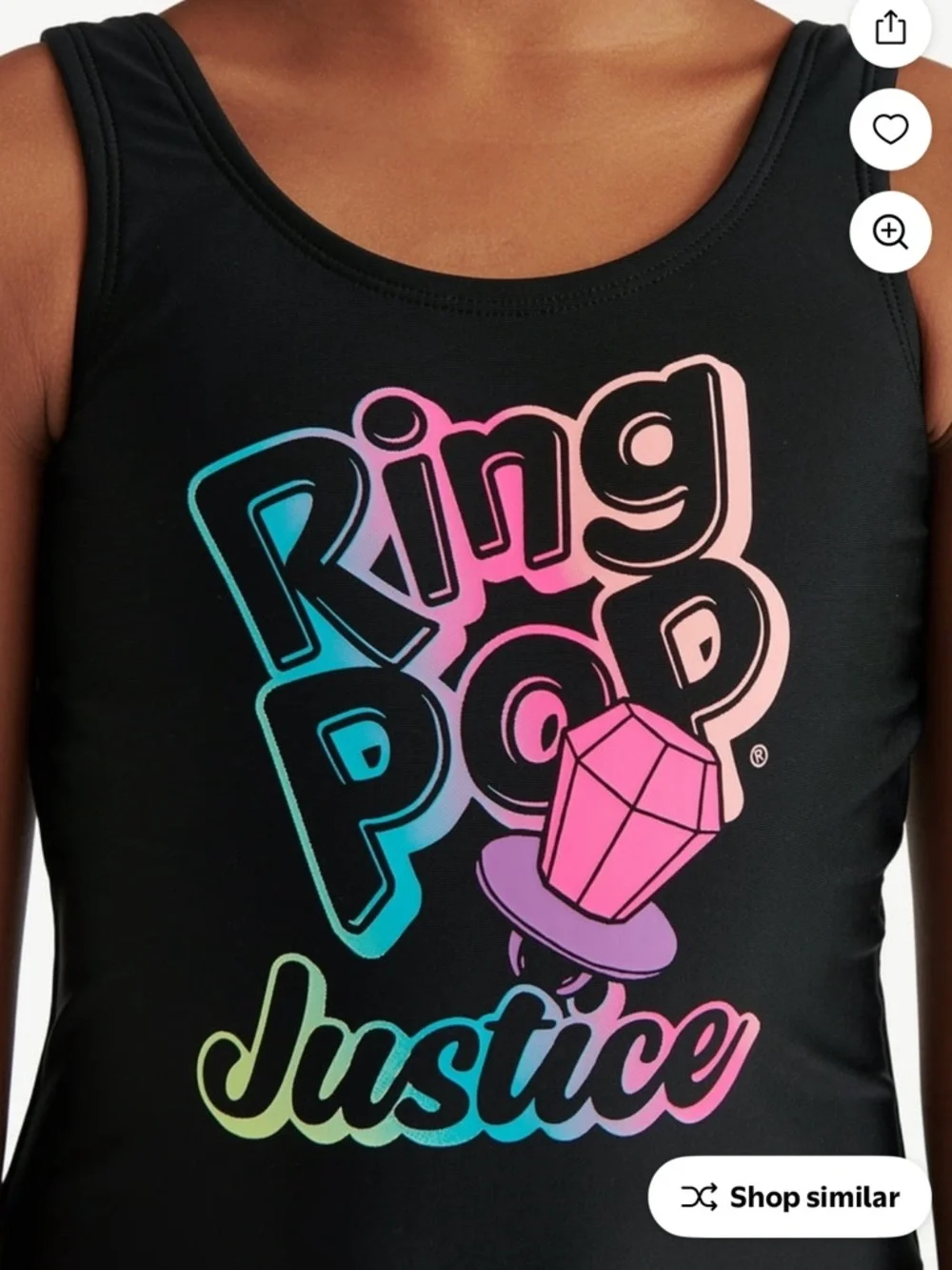 NWT Bundle of‎ 2 Justice Girls' Black Multicolor Ring Pop One-Piece Swimsuits
